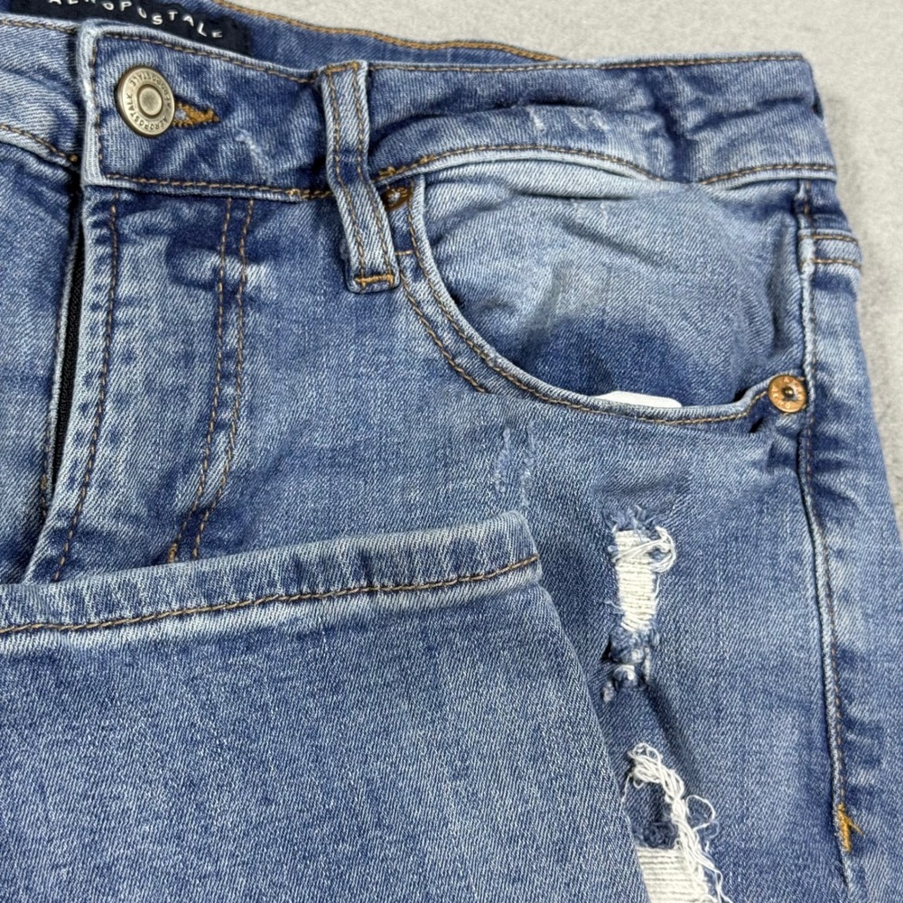 Aeropostale Mens Skinny Distressed Ripped Light Wash Blue Denim Jeans 29x32